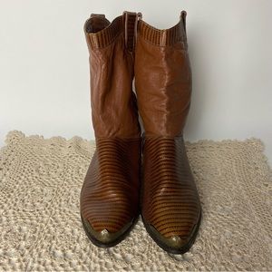 80’s Vintage Leather Upper Cowboy Boots Women Size 8